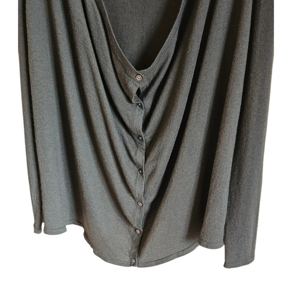 Garnet Hill 100% Cashmere Draped Button Front Top Sweater Green Women's Medium - Picture 3 of 7